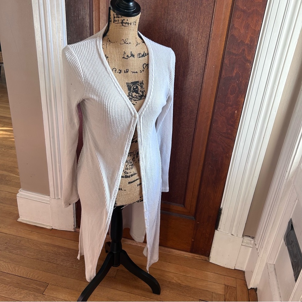 Abercrombie & Fitch White Ribbed Cardigan